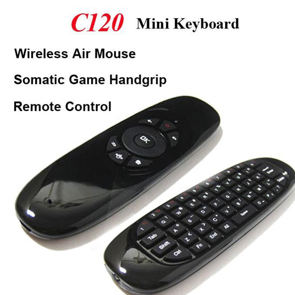 C120 Mini Portable Wireless Air Mouse Full Key Keyboard 3 Axis Sensor Remote Control 2.4G Somatic Gyroscope Game Handgrip for Android TV BOX