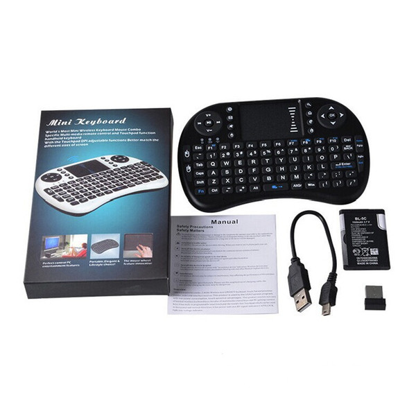 Rii mini i8 Wireless Keyboard English Version 2.4G with Touchpad for PC android TV Black include Lithium Ion Cells