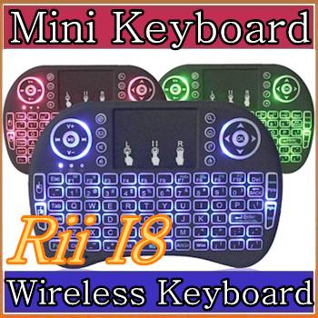 50X Rii I8 Mini Keyboard Wireless Backlight RED Green Blue Light Air Mouse Remote With Touchpad Handheld For T95 M8S S905X S905 TV BOX A-FS