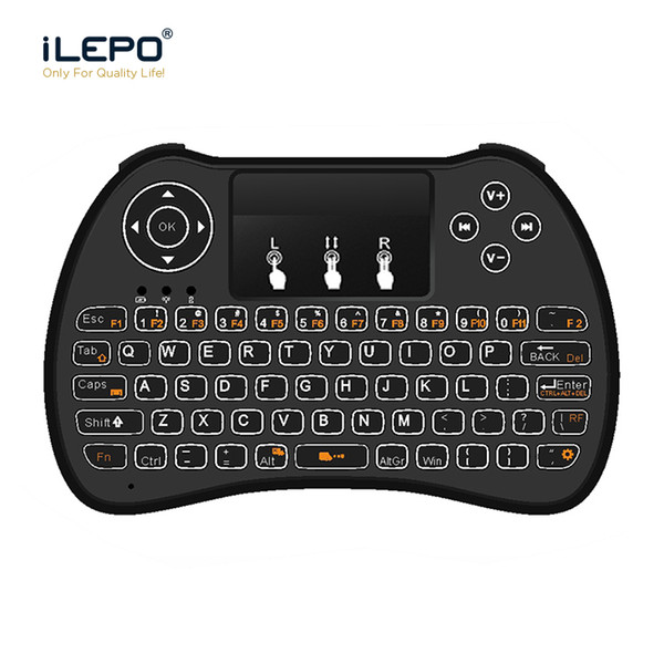 H9 2.4G Wireless Keyboard with Backlit 70 keys Mini handheld touchpad Air Mouse Remote Control For TV BOX / Smart TV / Laptop / Tablet