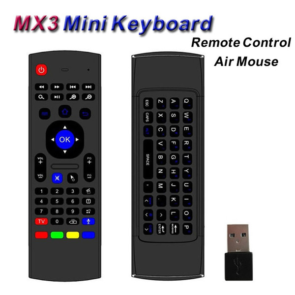 Wireless Mini Keyboard 2.4GHz Remote Control MX3 Somatosensory IR Learning 6 Axis with Mic 3D Fly Air Mouse for Android TV Box PC Tablet