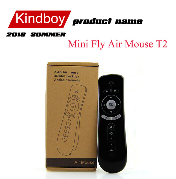 Mini Fly Air Mouse T2 Keyboard Mouse Android Wireless Remote Control 3D Sense Motion Stick For TV Box DHL