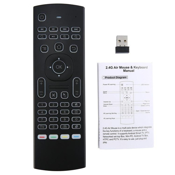 X8 Air Fly Mouse MX3 Backlit 2.4GHz Wireless Keyboard Remote Control Somatosensory IR Learning 6 Axis without Mic for PC Android TV Box IPTV