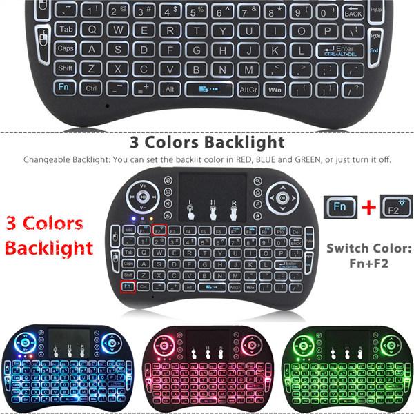 Rii Fly Air Mouse 2.4G Mini i8 Wireless Keyboard With Backlight Red Green Blue Remote Controlers For S905X S912 Android Tv Box