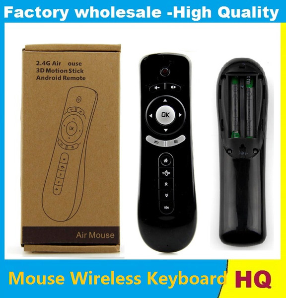 40PCS Gyroscope T2 Mini Fly Air Mouse 2.4G Wireless Remote Controller For TV Box S905X S912 X96 T95X MXQ PRO M8s plus