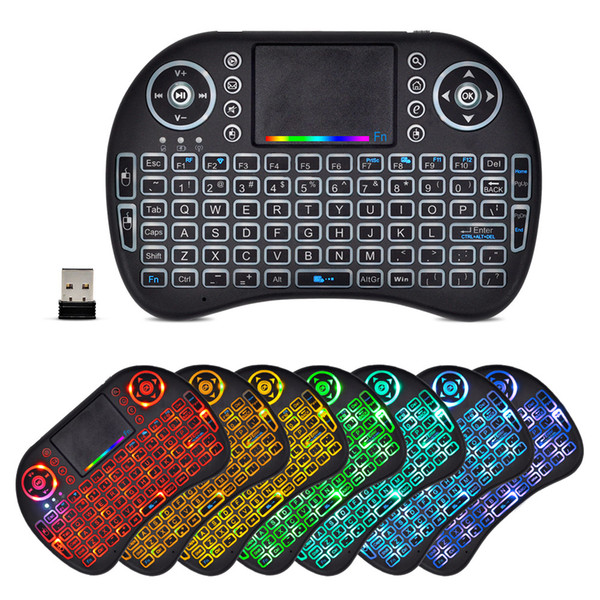 Latest Wireless Mini Keyboard Touchpad i8 Seven Color Backlight 2.4GHz Air Mouse Remote Control For HD Device Android TV Box Tablet PC