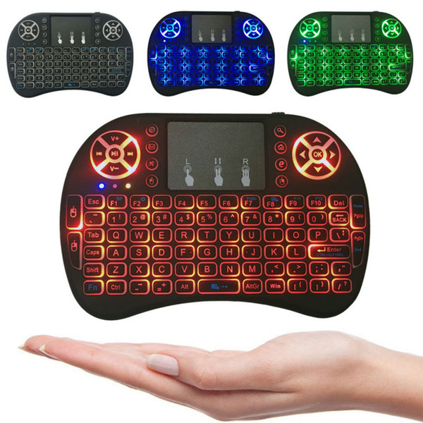 Mini Wireless Keyboard 3 colour backlit 2.4GHz English Russian Air Mouse Remote Control Touchpad For Android TV Box Tablet Pc