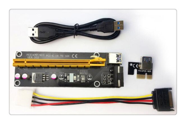 Wholesale PCIe PCI-E PCI Express Riser Card 1x to 16x USB 3.0 Data Cable SATA to 4Pin IDE Molex Power Supply for BTC Miner Machine