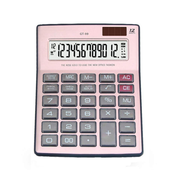 Solar Calculator Business Calculator,Finance Calculatoe Student Desktop Office Calculators,Pink Crystal Large LCD Display