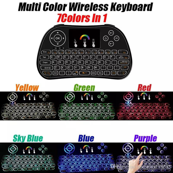 Colorful Backlight Wireless Keyboard I86 Fly Air Mouse Keyboard Remote 2.4GHz Wireless Remote Control For Android TV Box X92 X96 A95x MXQ