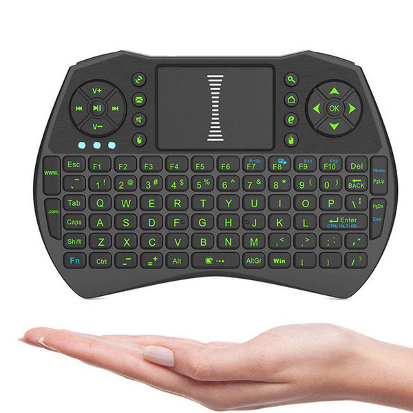 I9 Mini Fly Air Mouse with green backlight 2.4G Wireless Keyboard Remote Controlers touchpad for PC Notebook Android TV Box