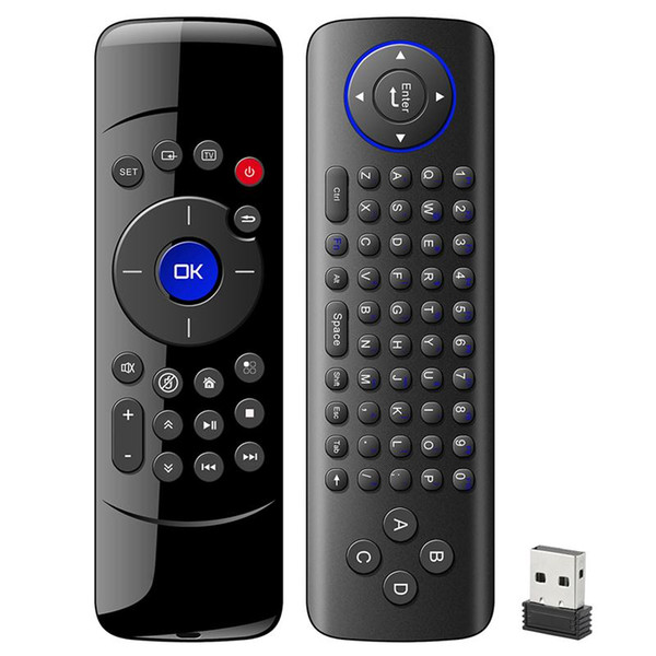 Wholesale 2.4GHz C2 air mouse with IR Learning QWERTY recharge battery wireless mini keyboard for Android tv box OTT box