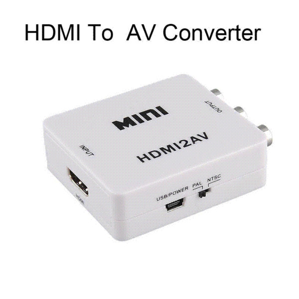 New 1080P HDMI to AV Adapter HDMI to CVBS Converter HDMI RCA Signal Adapter NTSC PAL Adapter for TV PS3 VHS VCR