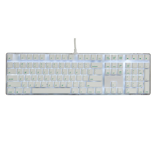 Keycap Magicforce 108 Key White Color Green Fonts Dye-sub PBT Keycaps Keycap Set for Mechanical Keyboard