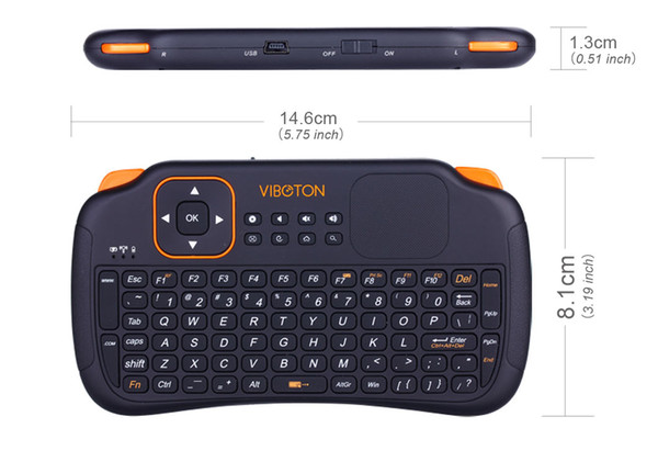 Hot selling VIBOTON S1 Mini Wireless Keyboard With Touchpad 2.4G Remote Controls Handheld Fly Air Mouse for Andriod TV Box