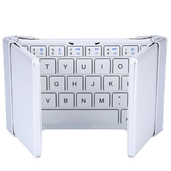 HB066 Three-Fold Aluminum Mini Bluetooth Keyboard with Tablet PC Case PU Leather Stand Function for IOS Android Windows