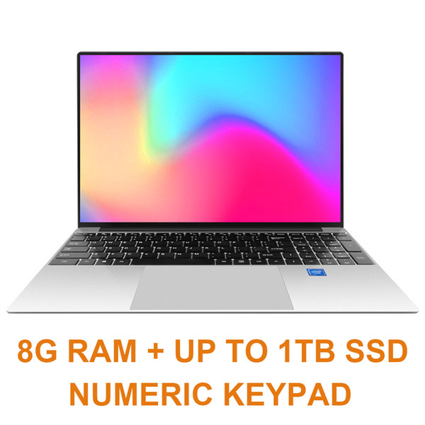 15.6 inch 8G RAM 64/128/256/512/1TB SSD Laptop With Numeric Keypad Notebook Computer Intel J3160 QUAD CORE Win 10 OS Ultrabook