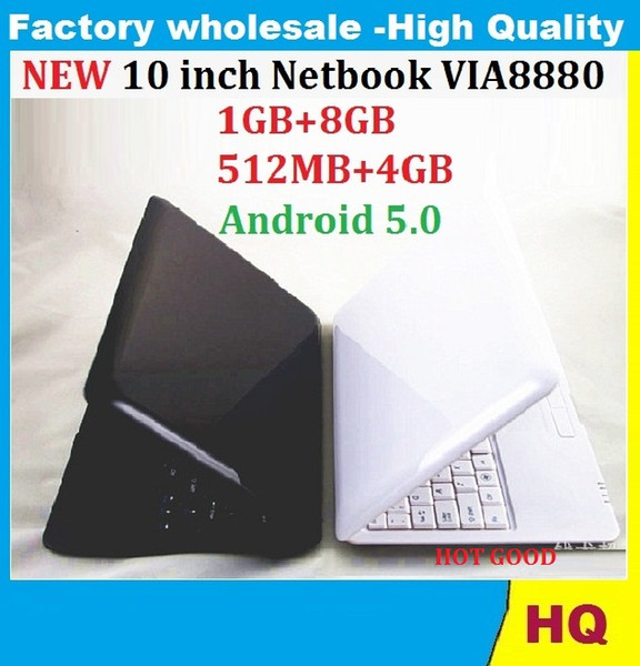 5PCS 10 inch Netbook VIA8880 Dual Core UMPC Android 5.0 1.5GHz Wifi 512MB RAM 4GB HDD Camera Mini Laptop dhl free