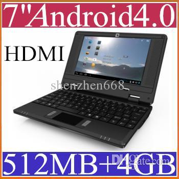 DHL Cheap 7 inch Laptop with Camera HDMI Android 4.0 VIA 8850 Cortex A9 512MB 4GB Netbook JB07-1