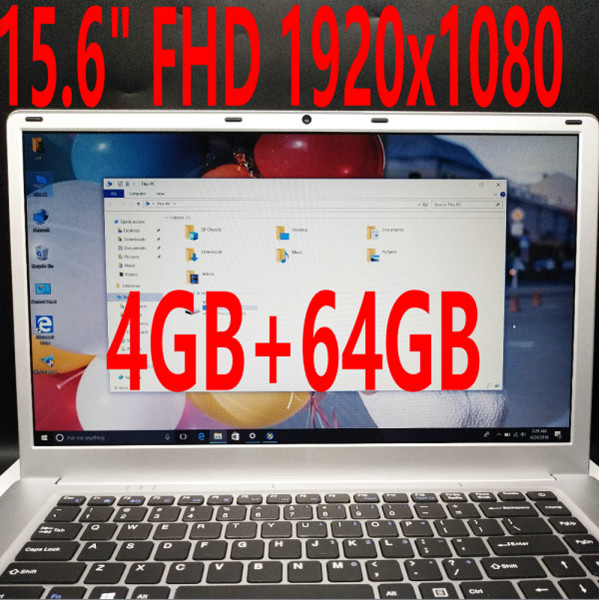 Newest version 15.6 inch FHD 1920x1080 Screen ultrathin laptop Intel Cherry Trail Z8350 Quad Core 4GB RAM 64GB SD 10000mAh Netbook HDMI WIFI