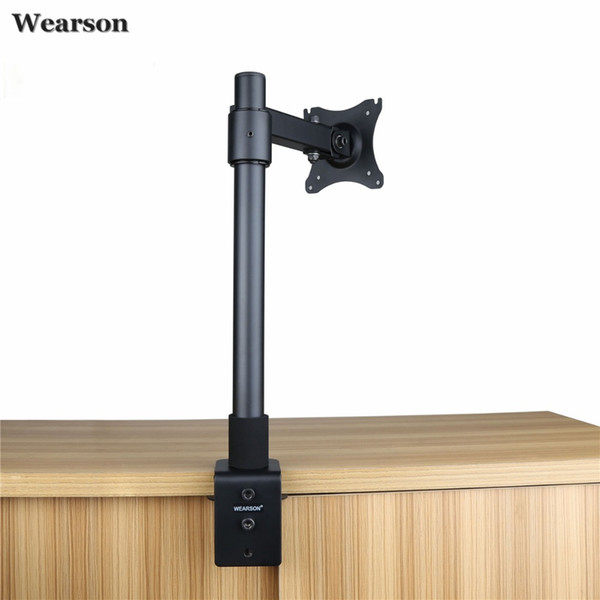 Wearson Single LCD Monitor Desk Mount Stand Height Adjustable Tilt 360 Swivel Thickened Steel VESA 75x75,100x100mm Fits 22