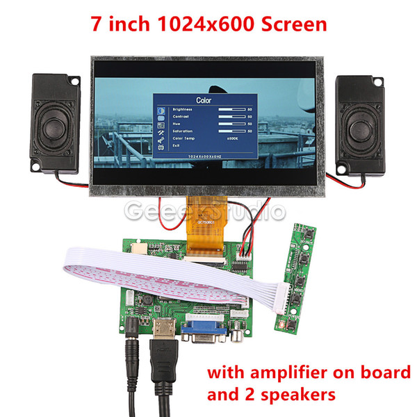 New! 7 inch LCD 1024*600 Monitor Display Screen Kit with and 2 pcs Speakers for Raspberry Pi / PC Windows