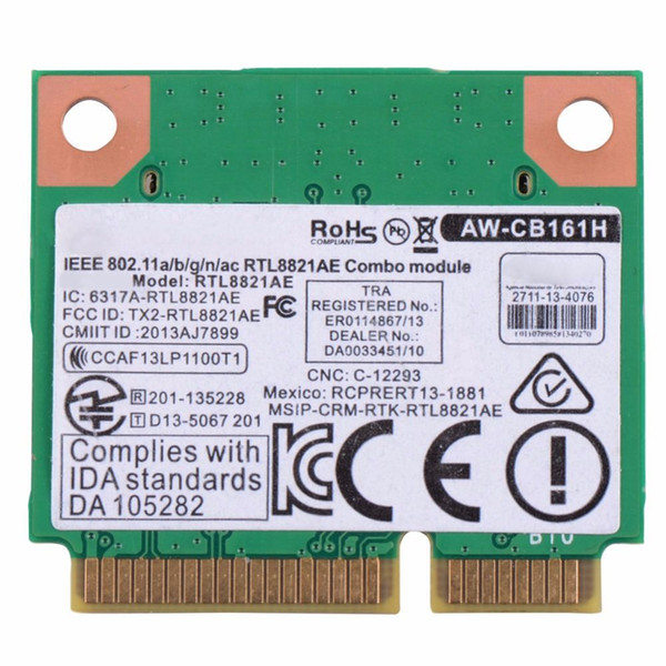 Laptop Network Cards AW-CB161H Wireless 802.11ac/n/b/g Bluetooth 4.0 Half-Size PCIe Card Notebook Network Cards VCA64 T51