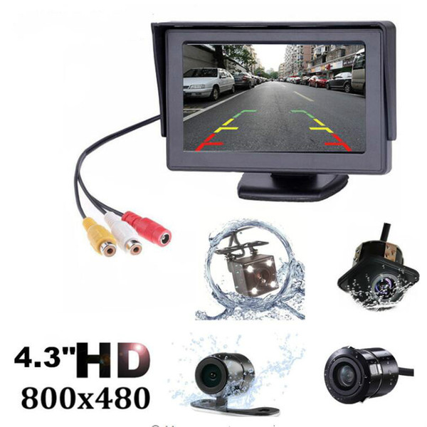 2 in1 TFT 4.3 Inch Auto TFT LCD Rearview Parking Color Monitor + LED Night Vision CCD Rear View Camera With Car Monitors