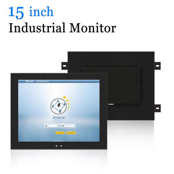 15 inch Metal Shell Industrial USB Touch Screen Computer Wall Hanging Monitor with VGA HDMI DVI AV TV Output