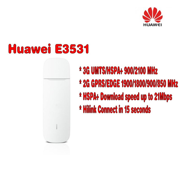 Huawei 3G/21 Mbps Unlocked E3531 High Speed USB Portable Dongle Modem- White