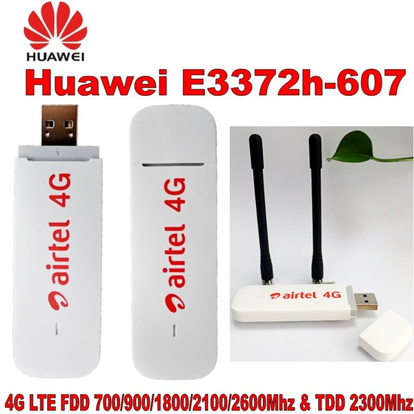 New Original Unlock HUAWEI E3372 E3372h-607 150Mbps 4G LTE USB Modem Dual Antenna Port Support All Band with CRC9antenna