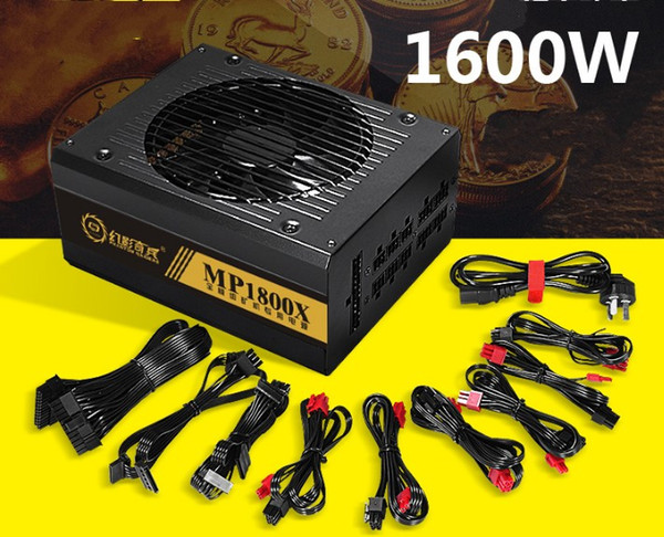 6 GPU Miner 1600W ETH Ethereum Miner Power Supply For Bitcoin Miners support 6 graphics Card 6 SATA Interface Mining Power 80 PLUS GOLD LLFA