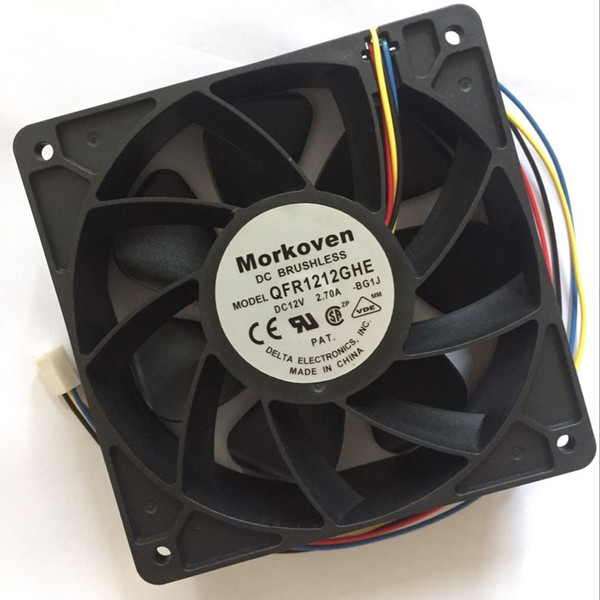 QFR1212GHE Delta 120mm DC 12V 5200RPM 252CFM For Bitcoin Miner Powerful Server Case AXIAL cooling Fan for S7 S9