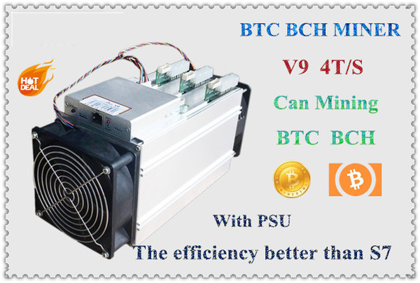 Best Price Stock AntMiner V9 4T/S Bitcoin Miner (with psu) can mine BCH / BTC Asic Miner Newest 16nm Btc Miner Bitcoin mine Better Than S7