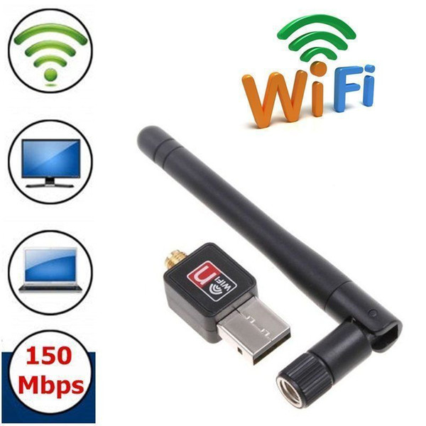 2018 Mini 150Mbps USB WiFi Wireless Adapter Network LAN Card With 5dbi Antenna IEEE 802.11n/g/b 150M Mini Adapters With Package