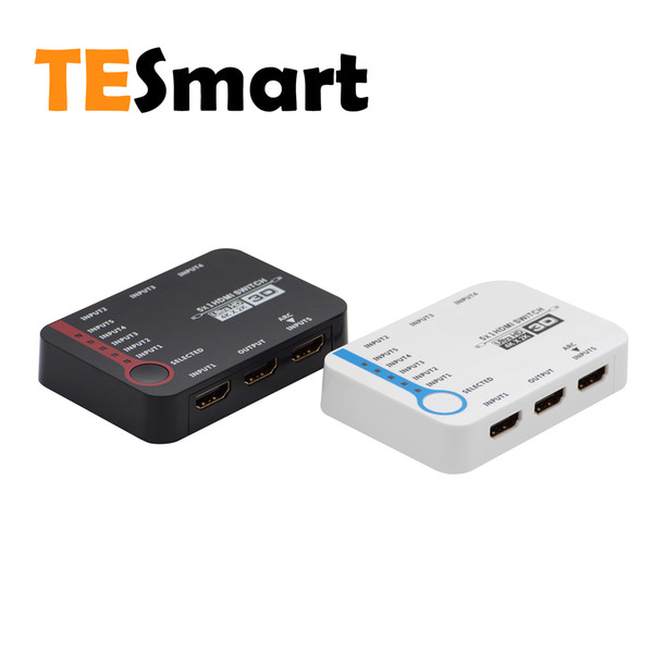 TESmart 5x1 HDMI Switch 5 In 1 Out, 5 Port HDMI Switcher, Splitter, For Xbox 360/One, PS4/PS3,4K@30Hz, HD1080P, 3D with IR Remote (White)