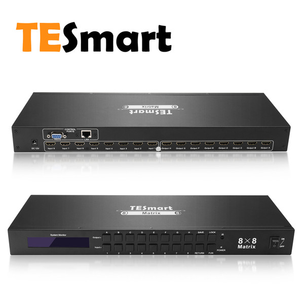 TESmart 8X8/4X4 Matrix Switcher 4K HDMI Rack Mount Ultra HD Supports 4Kx2K@30HZ,1080P@60Hz,3D&Deep Color, LAN Port Control, HDMI 1.4