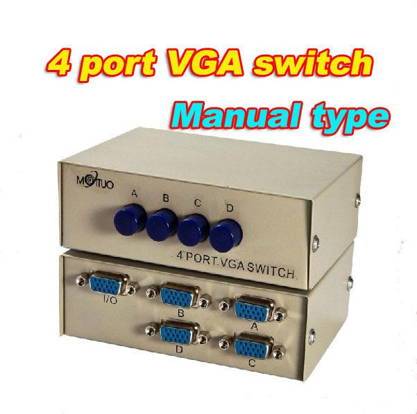 Freeshipping MT-15-4C 4 Port VGA Splitter Box 1 PC to 4 Monitor Out SVGA LCD Video Monitor Splitter Box for Laptop Computer TV