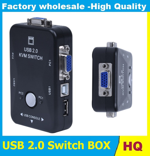 Original Auto Controller 2 Port Hub USB 2.0 KVM SVGA VGA Switch Box Monitor Keyboard Mouse Printer Adapter Connects