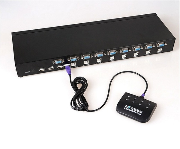 8 Ports USB 2.0 Manual KVM SWITCH VGA 19' Rack mountable w. Desktop Controller 1920*1440 Hot plug