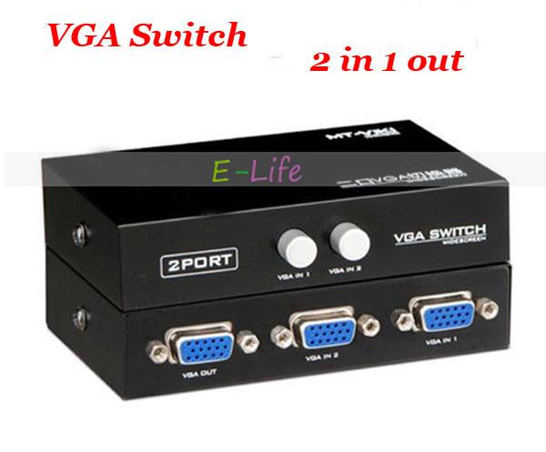 Metal Maxtor 2 Port VGA Switch LCD Monitor Switch Switcher 2 to 1 Selector Box 2 in 1 Vga Sharer free shipping