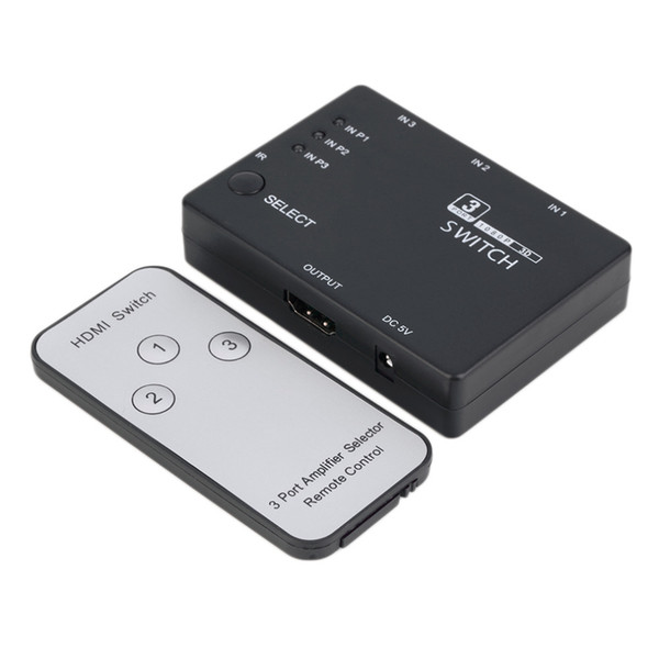 Hot Newest 3 Port 1080P Video Switch Switcher Splitter IR Remote For HDTV PS3 DVD Drop Shipping Hot Sale Wholesale