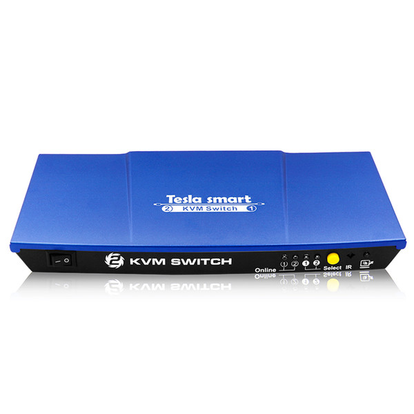 Blue Tesla smart New High Quality 2 Port USB KVM HDMI Switch with Extra USB 2.0 Port Support 4K*2K (3840x2160)