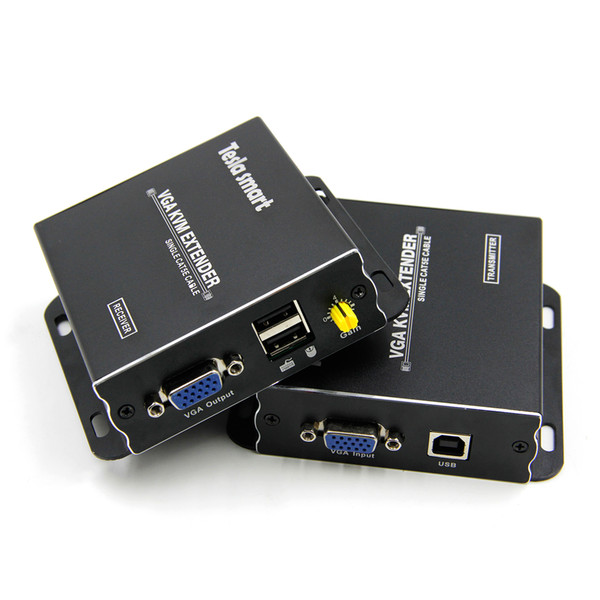 Bulk price Tesla smart 300m/984ft VGA KVM Extender High Quality USB VGA IR KVM Extender By CAT5e/6 (one TX+one RX)