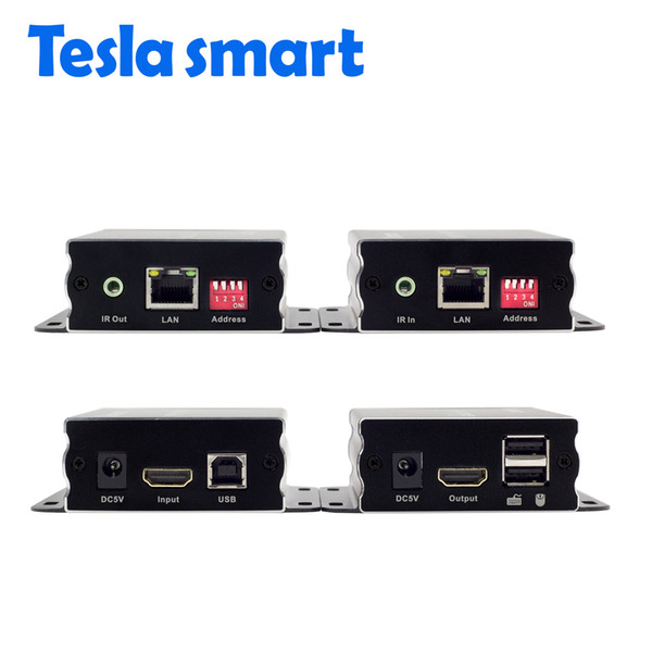 Tesla smart IP Network KVM Extender Many to Many 120m USB HDMI IR KVM Extender by CAT5e/6 TCP/IP(1 TX+1 RX)