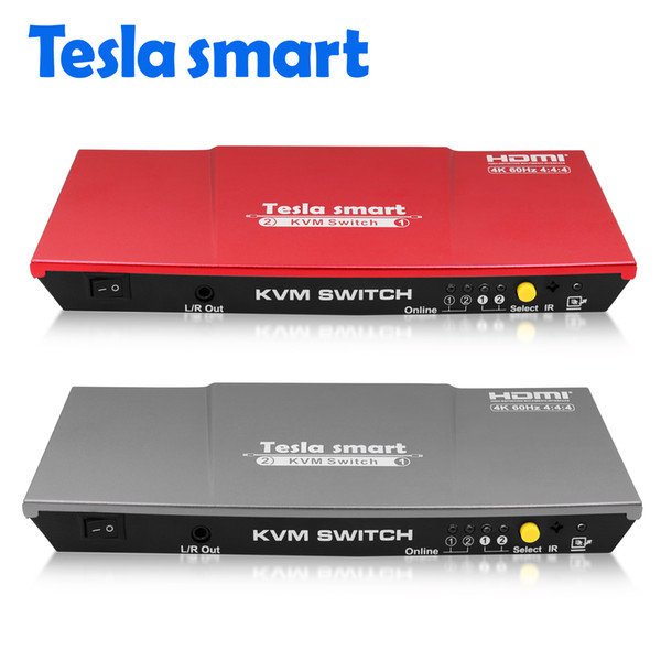 Tesla smart High Quality HDMI 2.0 USB HDMI KVM Switch 2 Port USB KVM HDMI Switch Support 4K@60Hz Extra USB2.0 Port