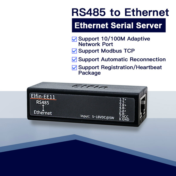 EE11 MINI RS485 serial server to Ethernet ModbusTCP serial to Ethernet RJ45 converter with embedded web server