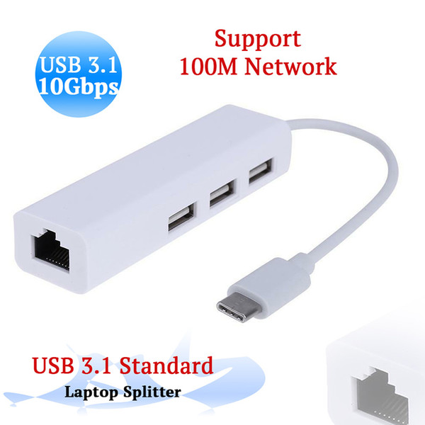 Multi-fuction Type C Network Card Converter Adapter USB HUB Ethernet Interface Drive-Free Network Card Laptop Splitter Cable