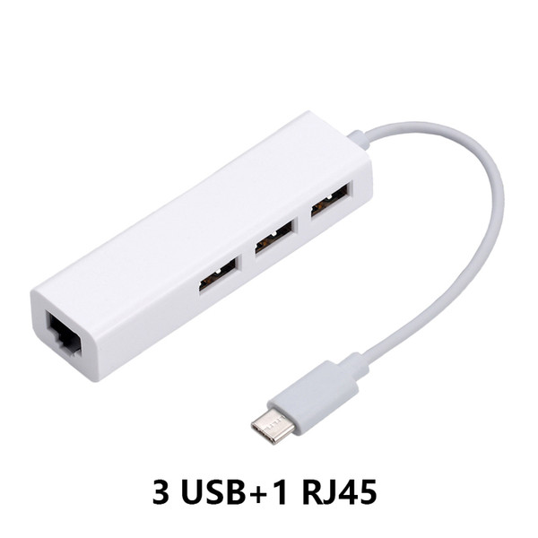 USB Ethernet with 3 Port USB HUB RJ45 Lan Network Card USB to Ethernet Adapter for Mac iOS Android PC