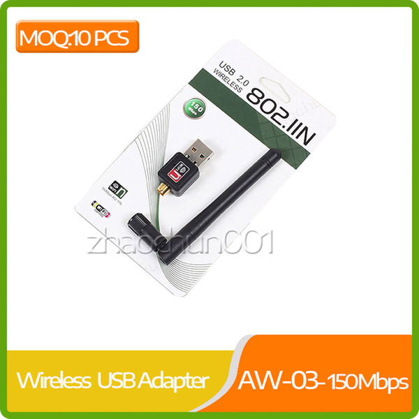 Mini 150mbps Usb Wifi Wireless Adapters Network Networking Card Lan Adapter With 2dbi Antenna For Computer Accessories by dhl ship